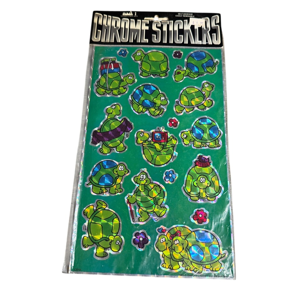Vintage Mark I Chrome Stickers 80s Prismatic Holographic Turtles Sticker Sheet